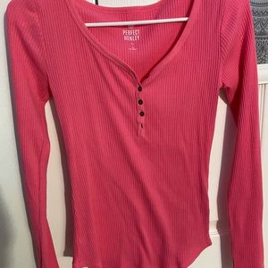 pink button up long sleeve top